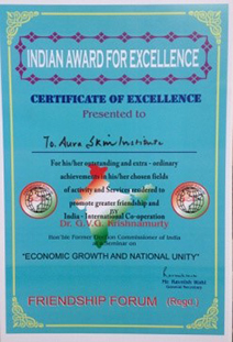India Award for Excellence Certifcate