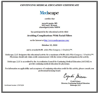 Medscapte - Facial Fillers Training Certificate, 2010