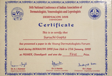 Young Dermatologist Certificate, 2008